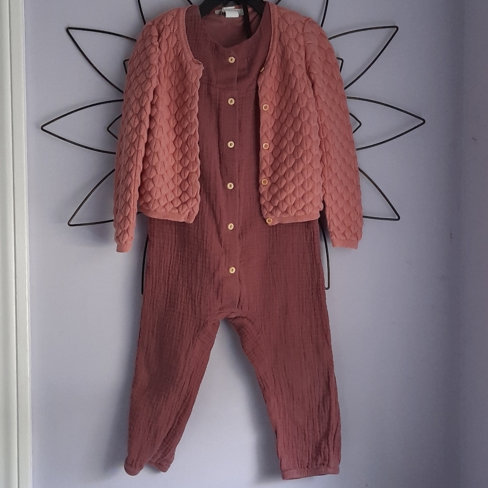Girls 2-3T Cardigan textured mauve